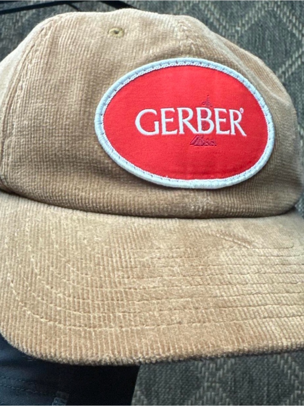 Gerber Men's Tan Corduroy Cap with Red Logo